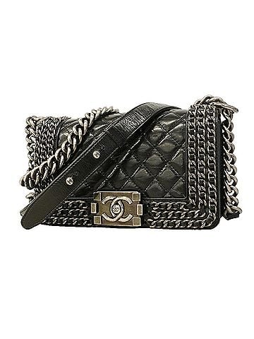 Chanel Chanel Boy Chain Shoulder Bag, Calfskin, Black, Women's (view 1)