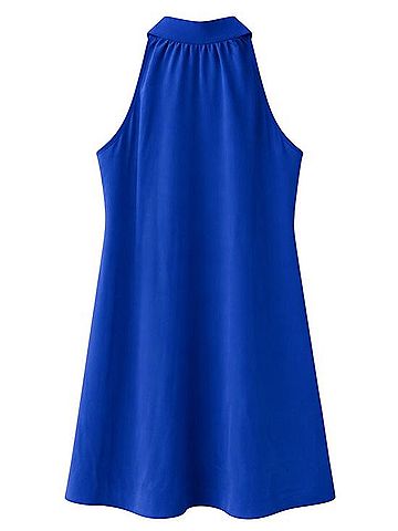 Oleg Cassini Blue Bow Neck Shift Dress Casual Dress (view 2)