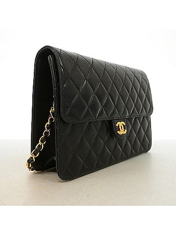 Chanel Chanel Matelassé Chain Shoulder Bag, Lambskin, Black, Women's, P3440200 (view 2)