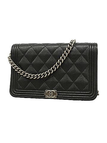 Chanel Chanel Boy Chain Shoulder Wallet, Caviar Leather, Black, Women's, P3440192 (view 1)