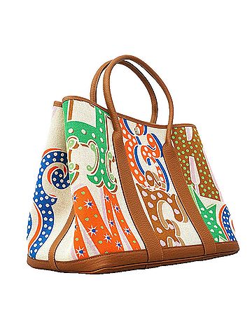 Hermès Hermes Garden PM Electric Tote Bag, Toile H Negonda, Gold Multicolor, W Stamp, Women's, OP025027 (view 2)