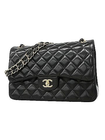 Chanel Chanel Shoulder Bag, Large Matelassé, Double Flap, Chain, Lambskin, Black, Women's, OP024946 (view 1)