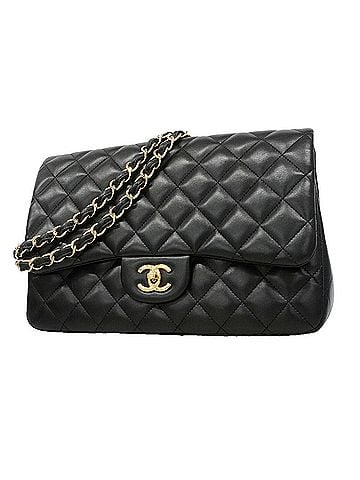 Chanel Chanel Shoulder Bag, Large Matelassé, Double Chain, Lambskin, Black, Women's, OP024875 (view 1)
