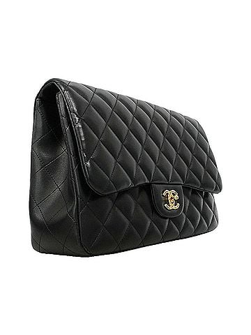 Chanel Chanel Shoulder Bag, Large Matelassé, Double Chain, Lambskin, Black, Women's, OP024875 (view 2)
