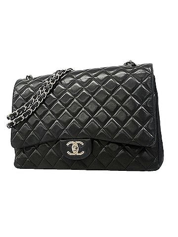 Chanel Chanel Shoulder Bag, Large Matelassé, Double Flap, Chain, Lambskin, Black, Women's, OP023584 (view 1)