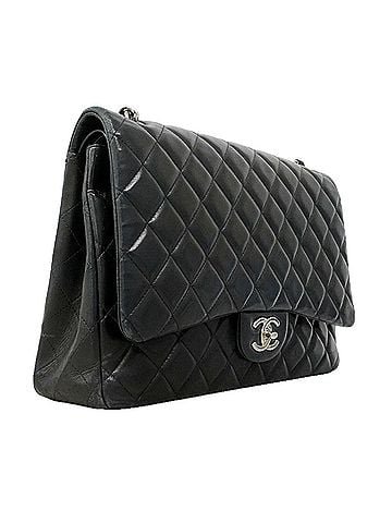 Chanel Chanel Shoulder Bag, Large Matelassé, Double Flap, Chain, Lambskin, Black, Women's, OP023584 (view 2)