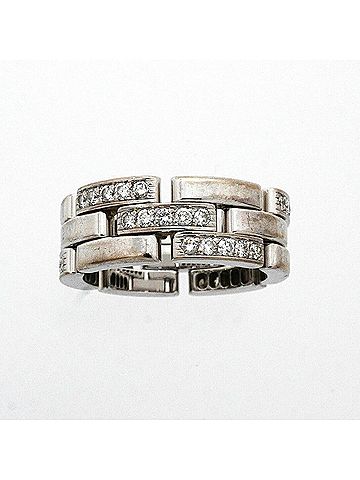 Cartier Cartier Maillon Panthère 3-row ring, 18K white gold, diamond, size #55, ladies'. (view 2)
