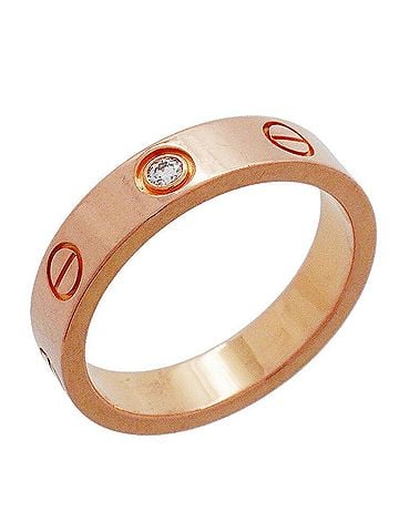Cartier Cartier Mini Love Ring, 1PD (18K Pink Gold) with Diamond, Size #50, Women's (view 1)
