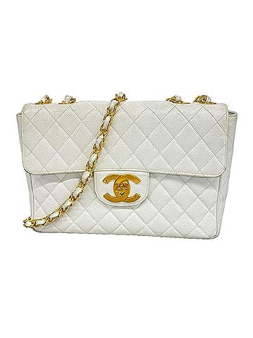 Chanel Chanel Shoulder Bag, Large Matelassé, Double Chain, Caviar Leather, White, Women's (view 1)