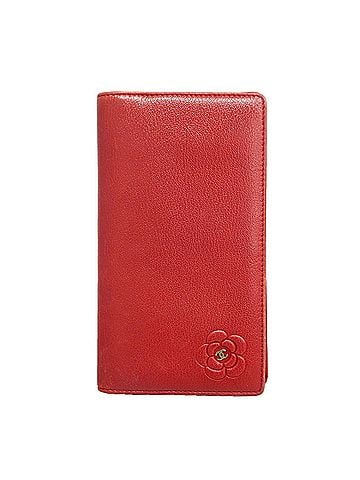 Chanel Chanel long wallet, Camellia design, leather, red, women's. (view 1)