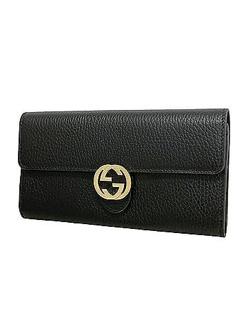 Gucci Gucci Long Wallet, Interlocking G, 598166, Leather, Black/Champagne, Women's, P3489102 (view 1)