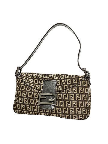 Fendi Fendi Zucchino Nylon Canvas Handbag, Brown, Women's, P3487252 (view 1)