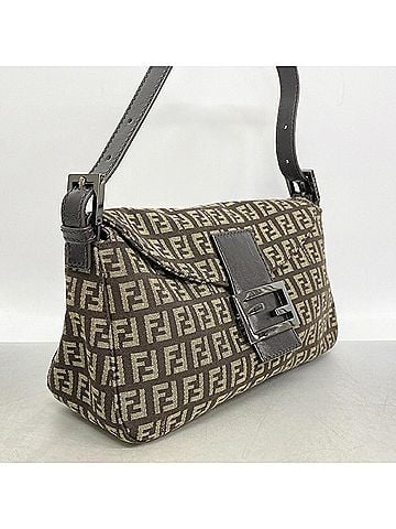 Fendi Fendi Zucchino Nylon Canvas Handbag, Brown, Women's, P3487252 (view 2)