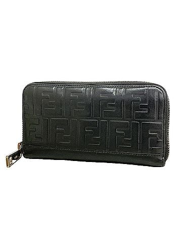 Fendi Fendi Zucca Leather Long Wallet, Black, Men's P3481517 (view 1)