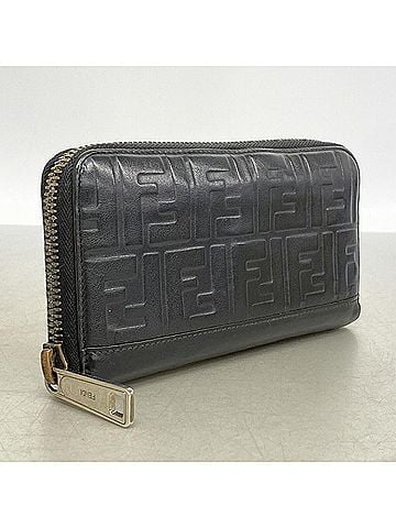 Fendi Fendi Zucca Leather Long Wallet, Black, Men's P3481517 (view 2)