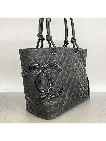 Chanel Chanel Cambon Lambskin Tote Bag, Black, Women's, P3443115 (view 2)