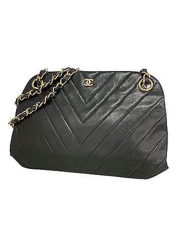 Chanel Chanel Shoulder Bag, V-Stitch Chain Shoulder, Lambskin, Black, Women's, P3443079 (view 1)