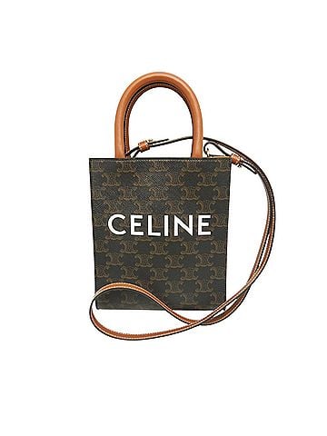 Céline Mini Triomphe Coated Canvas Vertical Cabas Satchel (view 1)