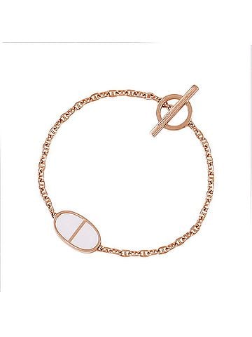 Hermès Hermes Chaine d'Ancre Verso Bracelet, 18KPG Pink Gold, White Ceramic, Size SH. HERMES Bracelet (view 1)