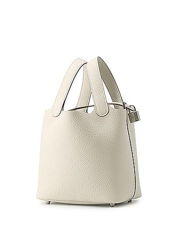 Hermès Hermes Picotin Lock PM Handbag, Craie Taurillon Clemence Leather, G Stamp, HERMES Tote Bag, Lock, Women's, (view 2)