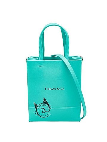 Tiffany & Co. Tiffany &amp; Co. Cat Street Mini Shopping Tote, Crossbody/Shoulder Bag, 2-Way, Blue Leather, Women's. (view 1)