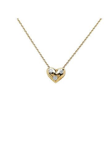 Tiffany & Co. Tiffany &amp; Co. 18K Yellow Gold (KYG) and Platinum (Pt950) Diamond Dots Heart Necklace for Women. (view 2)