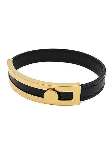 Hermès HERMES Hermes Puspus Bracelet Bangle Leather GP Black ?E Stamp (view 1)