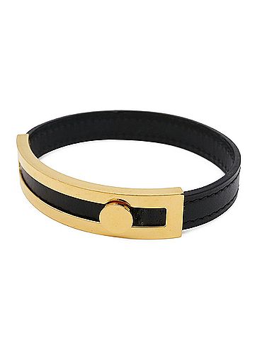Hermès HERMES Hermes Puspus Bracelet Bangle Leather GP Black ?E Stamp (view 2)