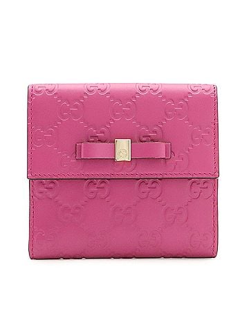 Gucci GUCCI Bowy Ribbon Motif Guccissima Double Wallet Leather Purple Pink with Initials 406925 (view 2)