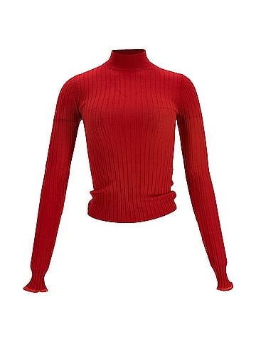 Acne Acne Studios Ribbed-Knit Sweater in Red Wool (view 1)