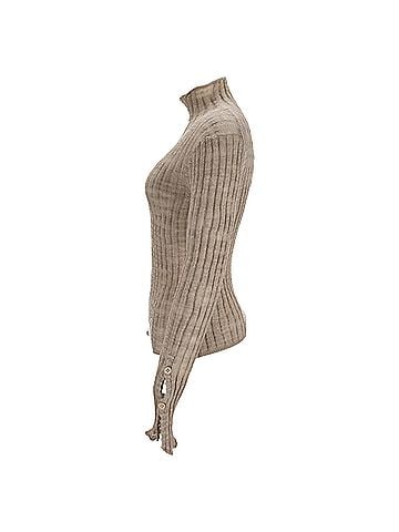 Acne Acne Studios Ribbed-Knit Turtleneck Sweater in Beige Linen (view 2)