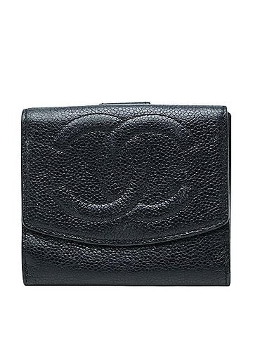 Chanel Chanel Coco Mark Bi-fold Wallet, Black Caviar Leather, Women's CHANEL (view 1)