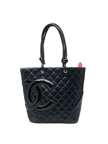 Chanel Chanel Cambon Line Coco Mark Tote Bag Handbag Black Leather Enamel Women's CHANEL (view 1)