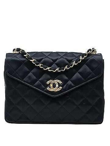 Chanel Chanel Matelassé Coco Mark Bijou Crossbody Chain Shoulder Bag Black Satin Women's CHANEL (view 1)