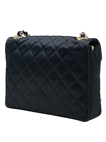 Chanel Chanel Matelassé Coco Mark Bijou Crossbody Chain Shoulder Bag Black Satin Women's CHANEL (view 2)
