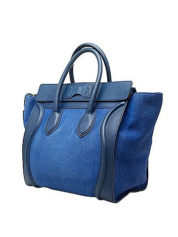 Céline Celine Luggage Mini Shopper Handbag, Blue Leather, Women's CELINE (view 2)