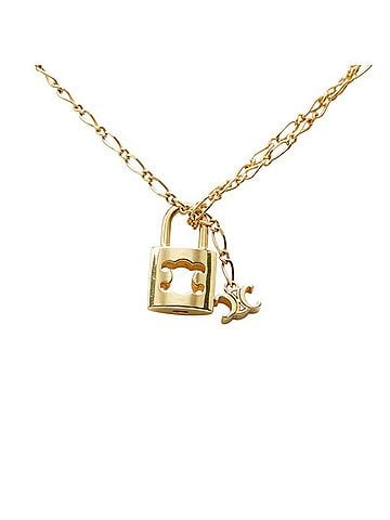 Céline Celine Triomphe Padlock Necklace, Gold Plated, Women's (view 2)