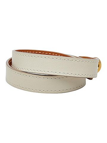 Hermès Hermes Kelly Double Tour Bracelet, Size: T3, Ivory/White Leather, Plated, Women's. (view 2)