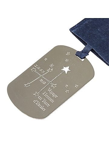 Hermès Hermes "Journey Through the Stars" Exhibition Plate Tag Necklace Pendant Navy Silver Leather Metal Women's HERMES (view 2)