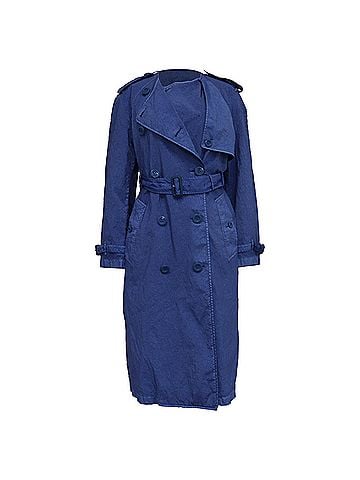Burberry Burberry Collarless Double Breasted Trench Coat in Blue Polyamide (view 1)