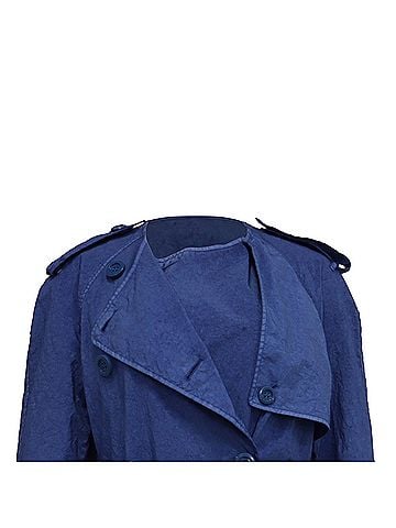 Burberry Burberry Collarless Double Breasted Trench Coat in Blue Polyamide (view 2)
