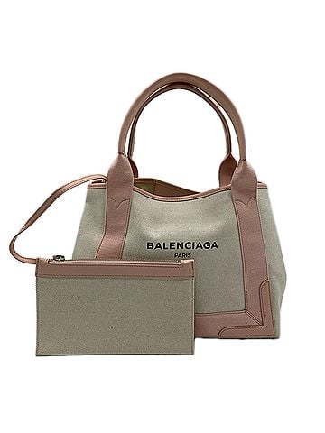 Balenciaga BALENCIAGA Navy Cabas S 339933 Handbag, Ivory Pink Canvas, Women's (view 1)