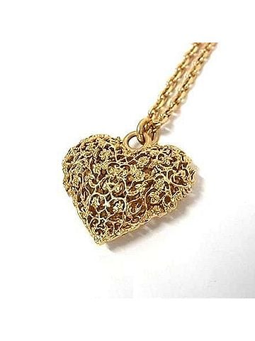 Christian Dior Christian Dior Necklace, Heart Motif, Gold Metal, Women's (view 2)