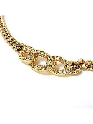 Christian Dior Christian Dior Gold Metal Rhinestone Necklace for Women (view 2)