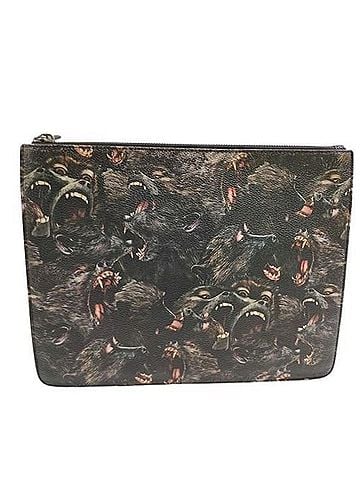 Givenchy GIVENCHY Clutch Bag, Black, Men's &amp; Women's, Rottweiler Animal Print (view 1)
