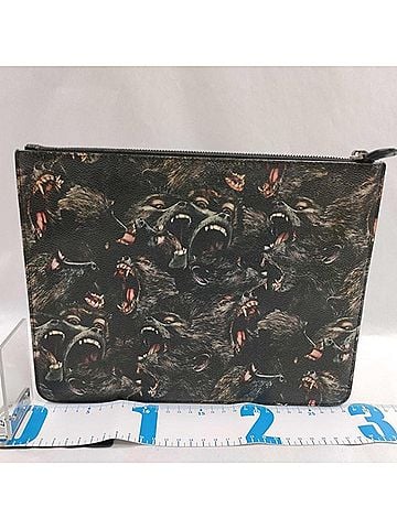 Givenchy GIVENCHY Clutch Bag, Black, Men's &amp; Women's, Rottweiler Animal Print (view 2)