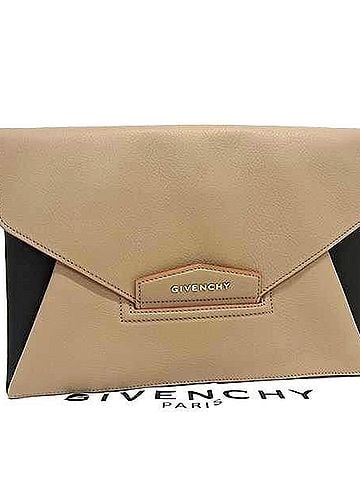 Givenchy GIVENCHY Antigona Clutch Bag, Envelope Design, Beige &amp; Black Leather, Men's Women's (view 1)