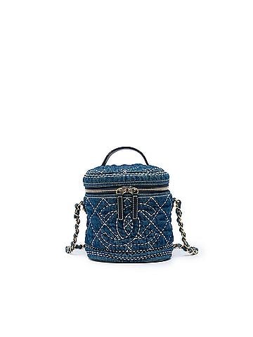 Chanel CC Quilted Denim Trip Vanity Case with Chain (view 1)