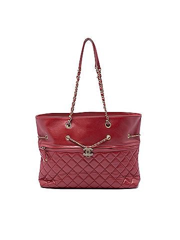 Chanel CC Quilted Calfskin Front Zip Drawstring Chain Tote (view 1)