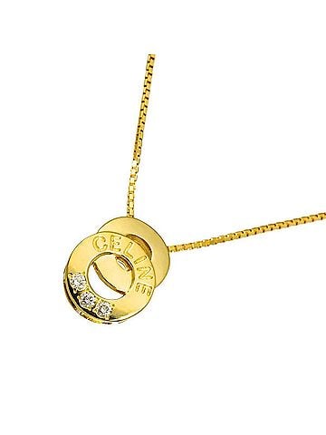 Céline Celine CELINE Double Circle Diamond 0.08ct Necklace 42cm 18K YG Yellow Gold 750 (view 1)